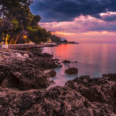 amazing summer view, scenic croatian coast, famous Brela resort, Makarska riviera, Dalmatia,...