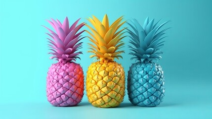 Pineapple in neon colors