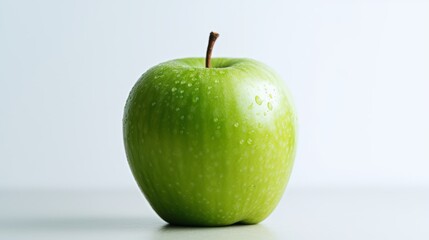 Green apple on white background. Created with Generative AI technology.