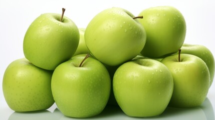 Green apples on white background. Created with Generative AI technology.