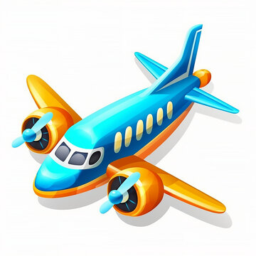 3d vector cartoon icon, Airplane, generative ai tools 