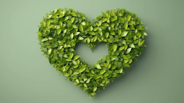 Leaves in forming a heart shape, World environment day and Earth day background