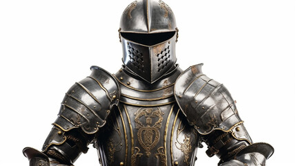 A medieval knight armor isolated on white background made with AI generative technology