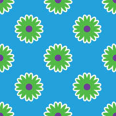Fototapeta na wymiar Y2K floral pattern. Funny funky retro flowers background