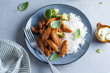 Cooked meat with rice and spices