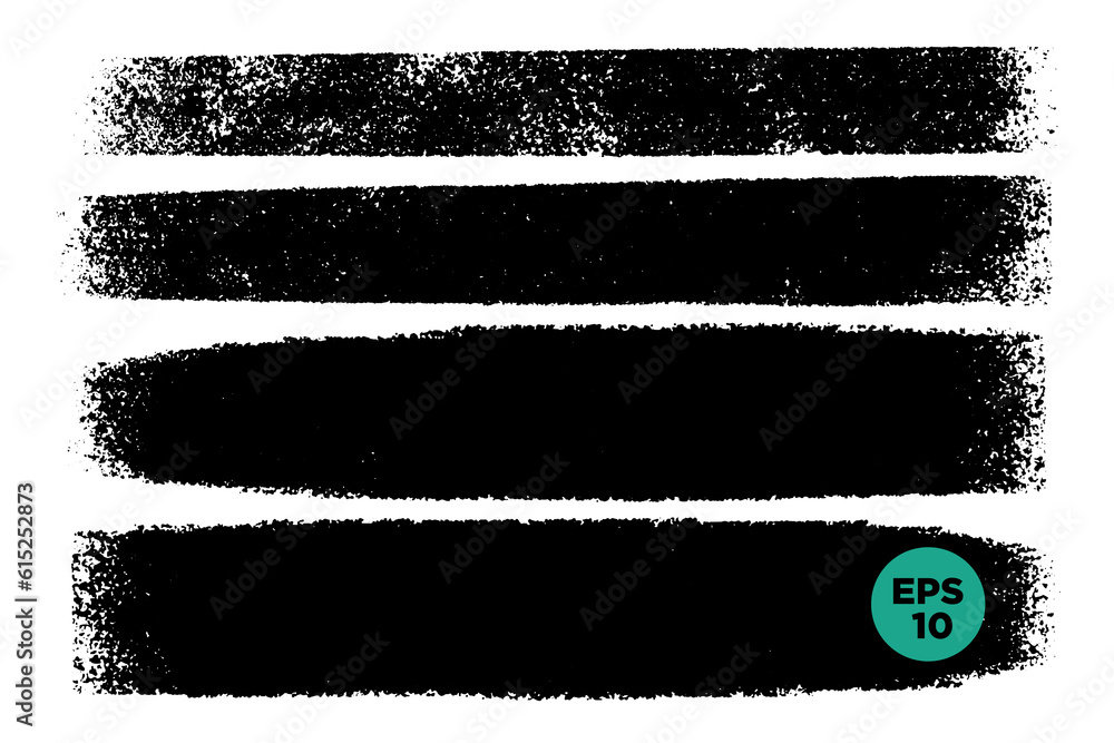 Poster vector set of hand drawn horizontal brush strokes, stains for backdrops. black color design elements