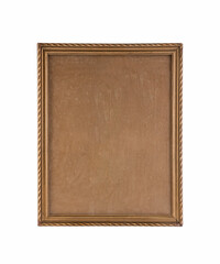 Old wooden picture frame isolated on white background with clipping path