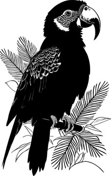 recommend clip art: black graphic drawing silhouette of a parrot, design, logo, monochrome graphics