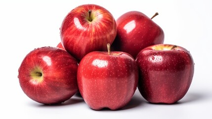 Red apples on white background. Created with Generative AI technology.