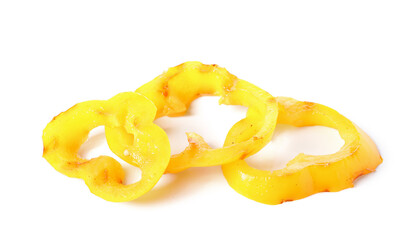 Slices of tasty grilled bell pepper isolated on white background