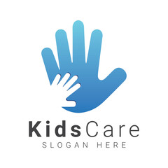 Fototapeta na wymiar Kids Care Logo Design Donation Logotype Orphan Kids and Charity