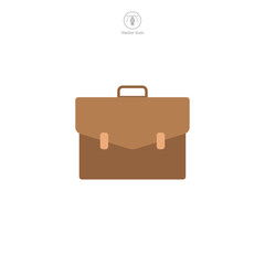 A briefcase icon vector illustration depicts a graphical representation of a professional's carry-on, typically used in digital interfaces and designs