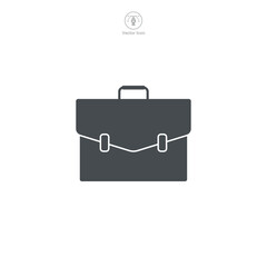 A briefcase icon vector illustration depicts a graphical representation of a professional's carry-on, typically used in digital interfaces and designs