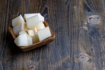 Ripe delicious melon during dessert cooking