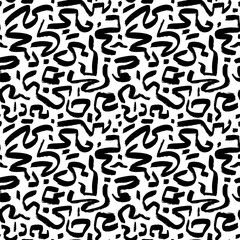 Marker drawn scribble square seamless pattern. Childish drawing. Hand draws calligraphy swirls for background. Curly brush strokes, marker scrawls as graphic design wallpaper. - 615254003