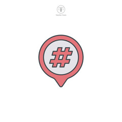 Hashtag icon vector representation emphasizing social media interaction, trending topics, and online tagging, perfect for digital communication platforms