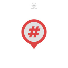 Obraz premium Hashtag icon vector representation emphasizing social media interaction, trending topics, and online tagging, perfect for digital communication platforms