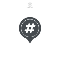 Hashtag icon vector representation emphasizing social media interaction, trending topics, and online tagging, perfect for digital communication platforms