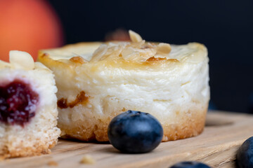 Mini cheesecake cake with fruit blueberry filling