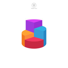 Obraz premium A vector illustration of a pie chart icon, representing data, statistics, or analysis. Ideal for indicating surveys, percentages, or business reports