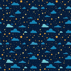 seamless pattern with stars and clouds