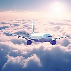 Airplane on the ground. AI generated art illustration.
