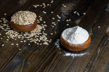 Wheat flour from a wooden bowl