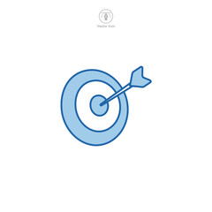 A vector illustration of a target icon, representing goals, focus, or objectives. Ideal for illustrating precision, achievement, or strategy