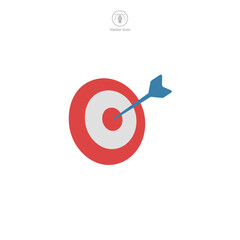 A vector illustration of a target icon, representing goals, focus, or objectives. Ideal for illustrating precision, achievement, or strategy