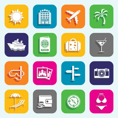 Summer vacation icons set