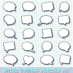 Hand drawn speech bubbles stickers set
