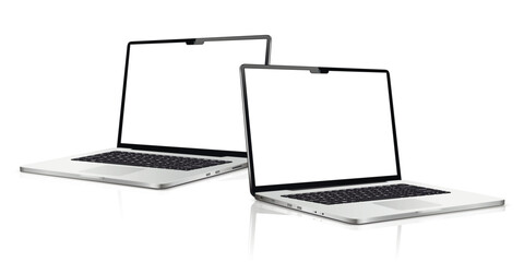 Two laptops with blank screen mock up