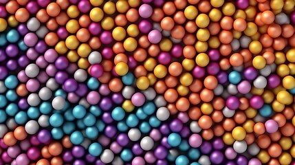Texture of hundred multicolour spheres from above