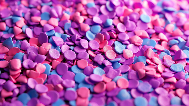Colorful pretty pink purple blue candy sprinkles mix wallpapers AI Generated image