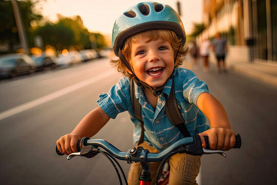 A Close-up of a Child's Bike Ride. Generative AI