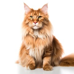 Maine Coon cat isolated on white background. Generative AI