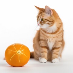 Fototapeta na wymiar Mandarin cat cat isolated on white background. Generative AI
