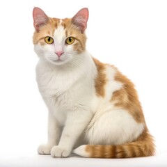 Mekong Bobtail cat cat isolated on white background. Generative AI