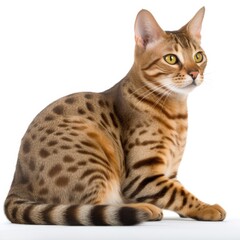 Ocicat cat isolated on white background. Generative AI
