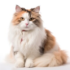 Fototapeta premium Ragamuffin cat cat isolated on white background. Generative AI
