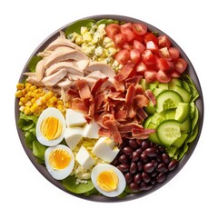 Cobb Salad isolated on white background. Generative AI