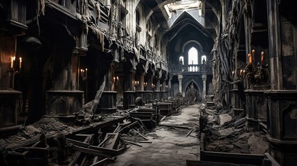 Interior of church of the holy sepulchre city. AI generated art illustration.