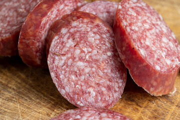 Sausage of moose meat cut into pieces