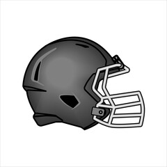 American football helmet. Side view. Sport equipment. Rugby helmet black isolated on white. American Football Symbol
