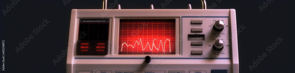 Poster a close up of a medical device with a red light. generative ai image.