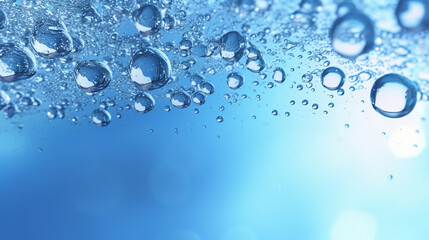 Flier water flow swirl splash effect bubbles blue background AI Generated image