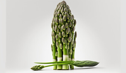 Fresh healthy asparagus organic vegetable white background AI Generated image