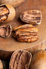 Pecan in a shell on the table