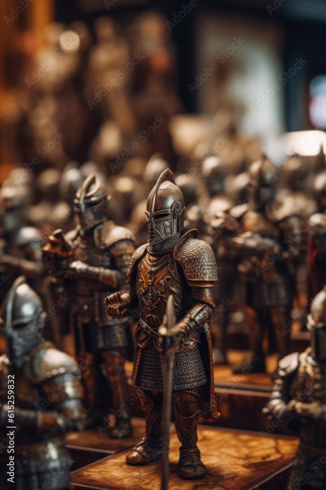 Poster a close up of a statue of a knight. generative ai image.