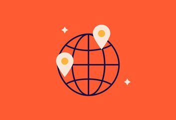 world place illustration in flat style design. Vector illustration. 